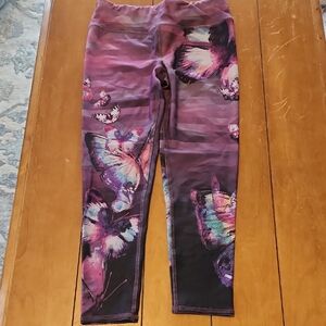 Evolution and Creation Purple Butterfly Print Active Leggings